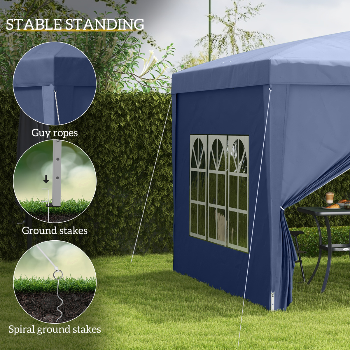 3mx3m Pop Up Gazebo Party Tent Canopy Marquee with Storage Bag Blue