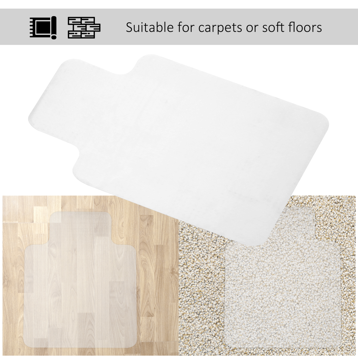 Office Carpet Protector Lipped Chair Mat, Non-Slip Frosted Top with Spiked Back for Carpet