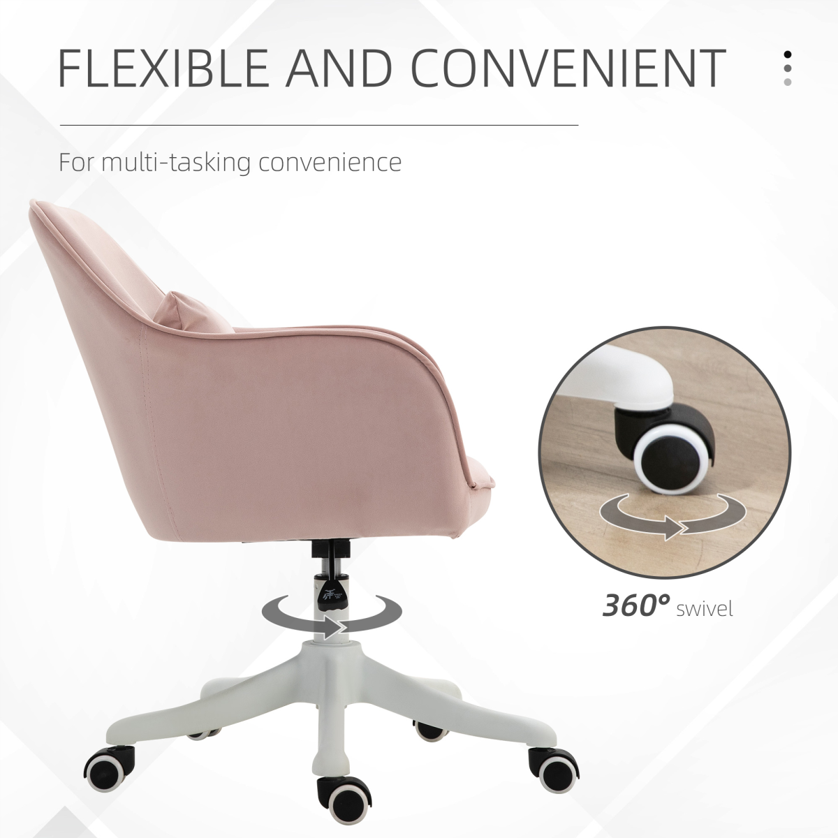 Vinsetto Massage Office Chair with USB Powered Lumbar Pillow, Velvet-Feel Upholstery, Swivel Seat and Castor Wheels