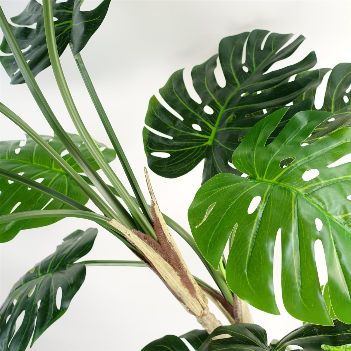 Leaf Realistic Artificial Monstera Plant 150cm with Black Pot and Gold Metal Planter