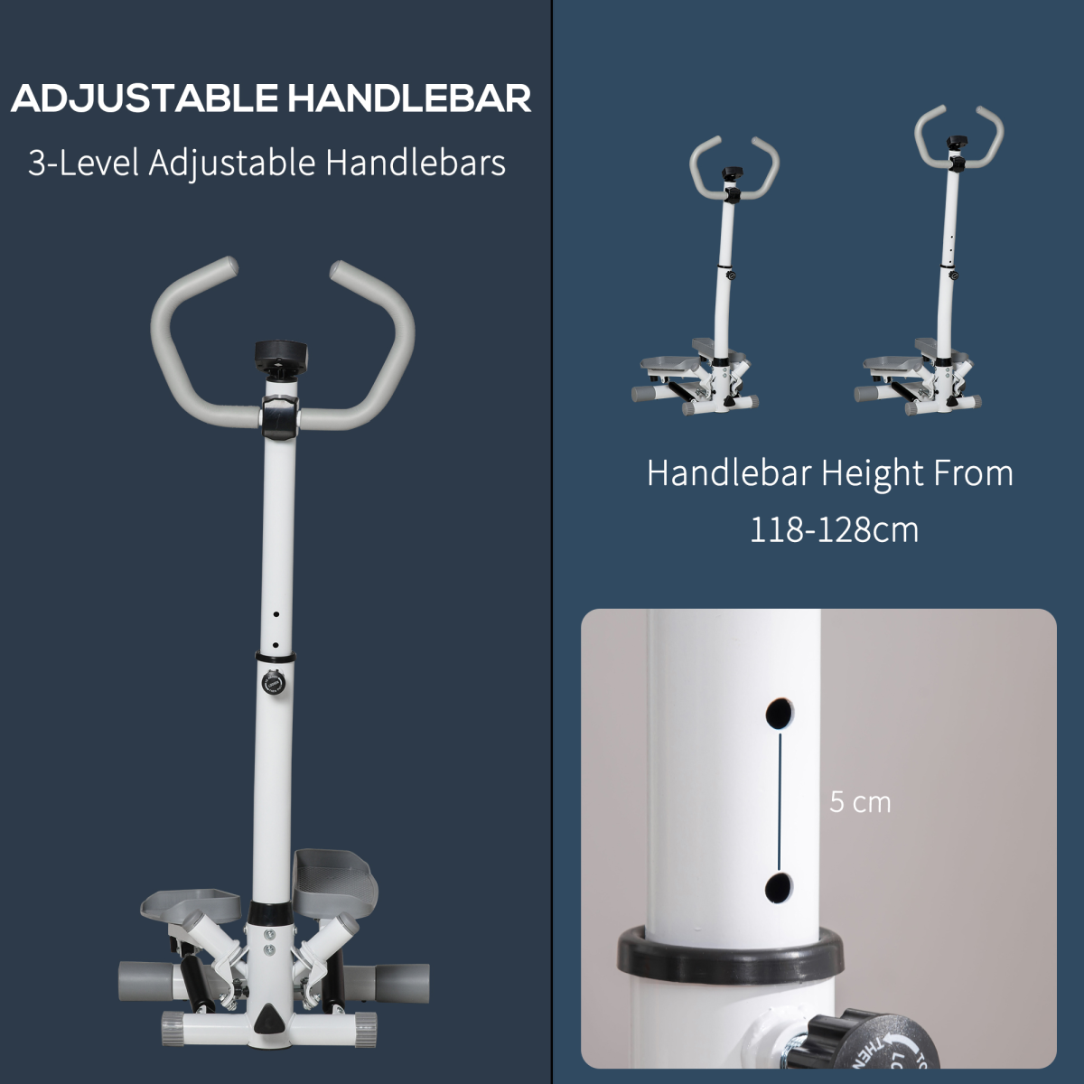 Adjustable Twist Stepper with LCD Monitor and Handlebar for Home Gym
