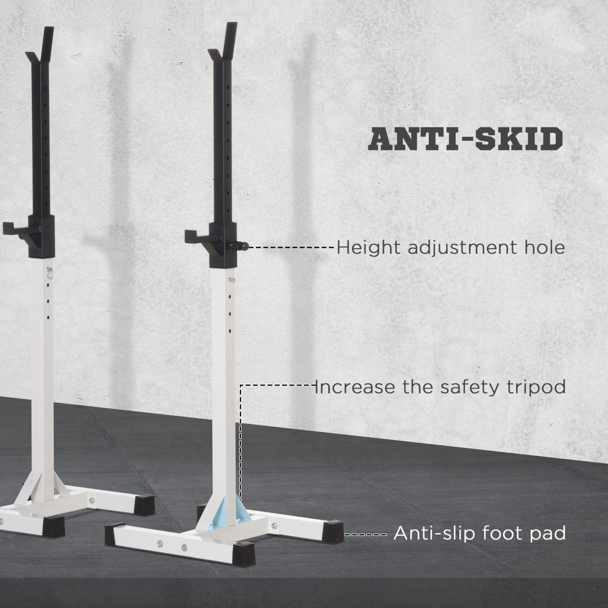 HOMCOM Adjustable Barbell Squat Stand, 150kg Max Load