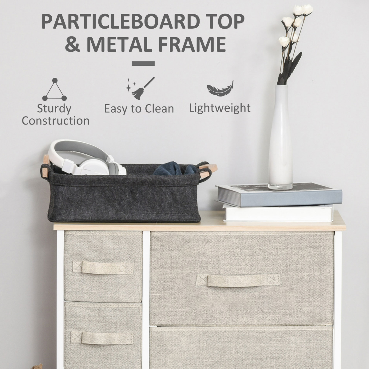 HOMCOM 7-Drawer Storage Cabinet Organizer with Adjustable Feet