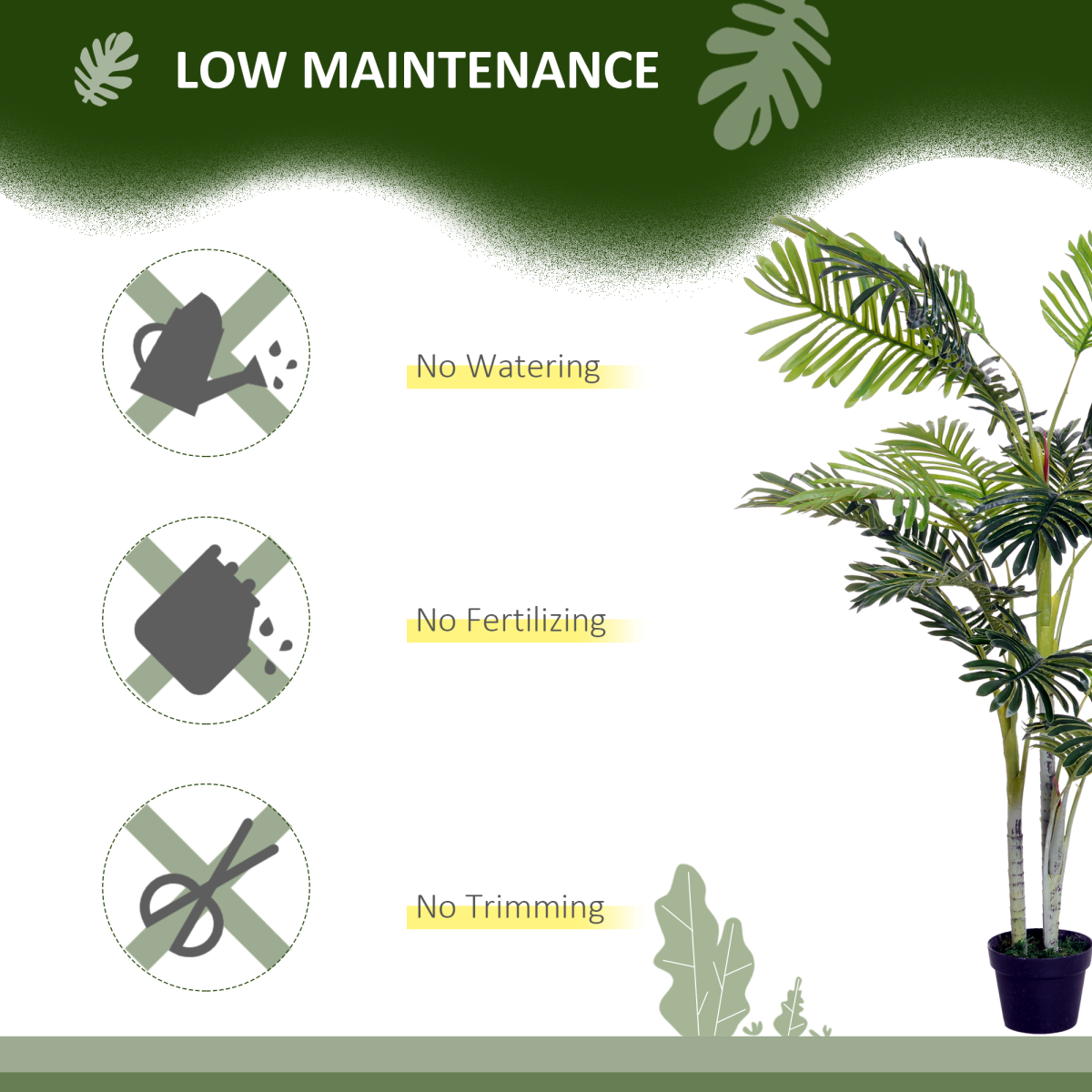 Outsunny Artificial Taro Plant Tree with Pot, 150cm