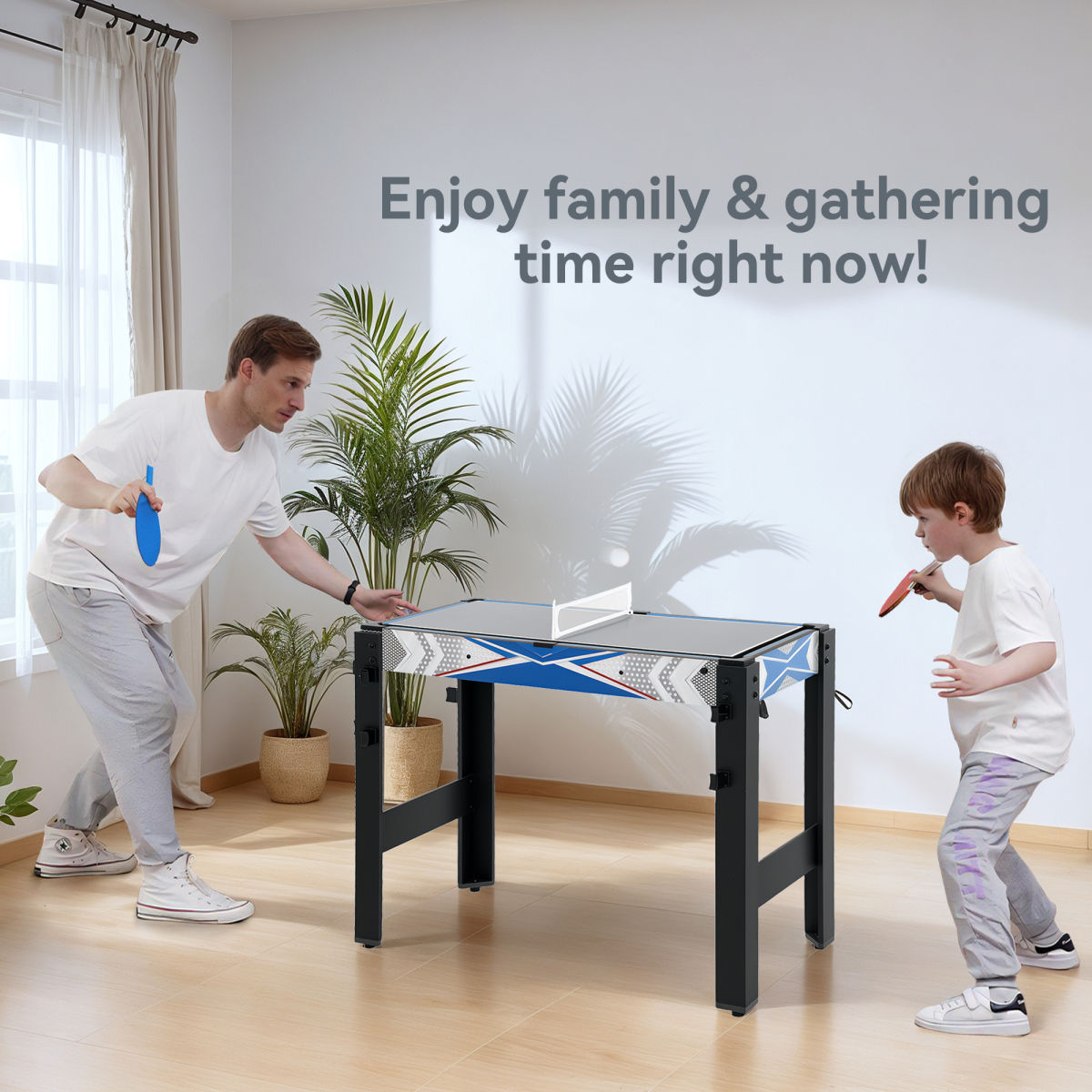 SPORTNOW 5-in-1 Game Table Combo for Kids, Blue