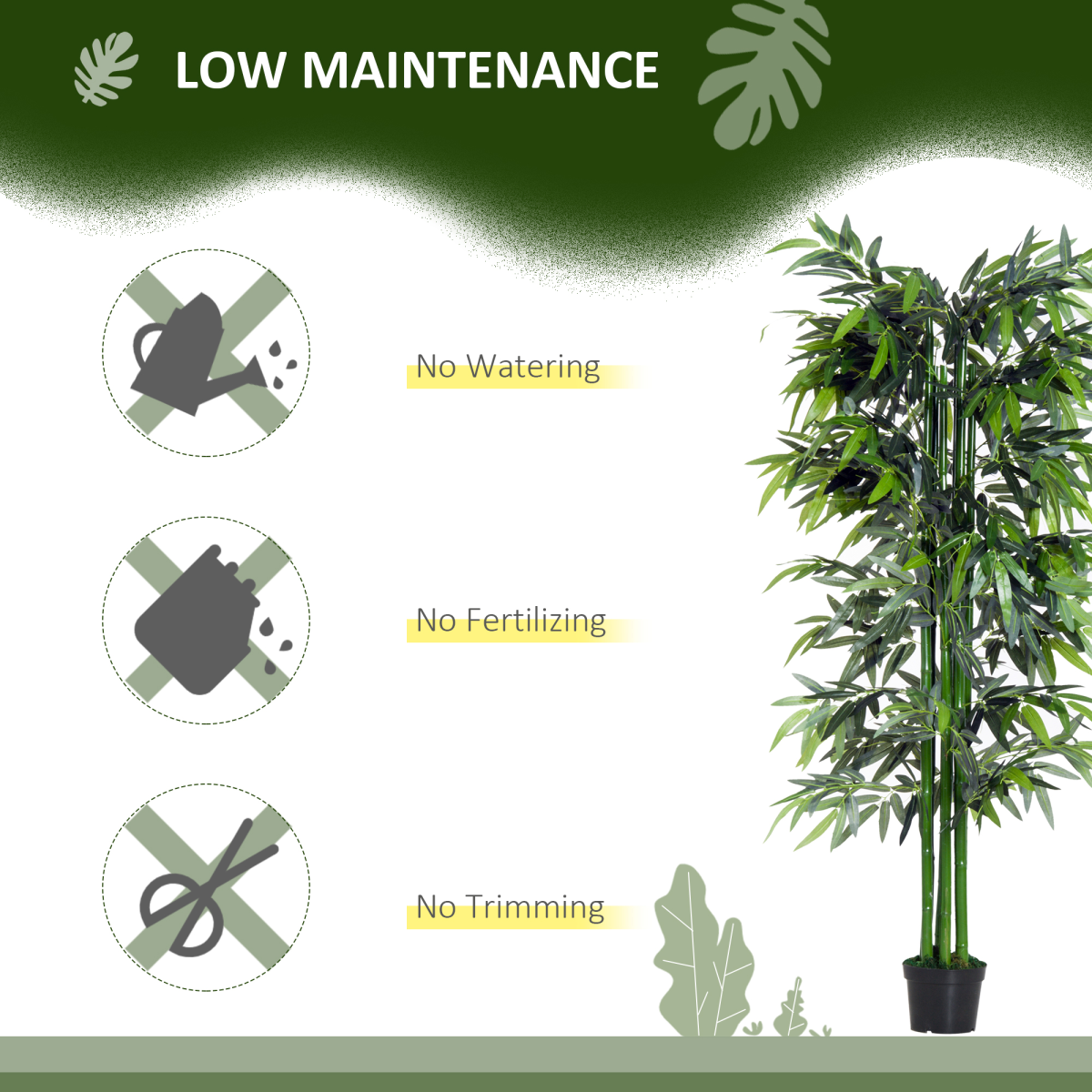Outsunny Artificial Bamboo Tree Plant, 1.8m Green in Black Pot