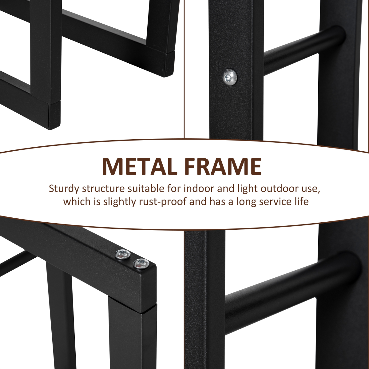 HOMCOM Metal Rust-Resistant Firewood Log Rack, Black, 100kg Capacity, Indoor and Light Outdoor Use