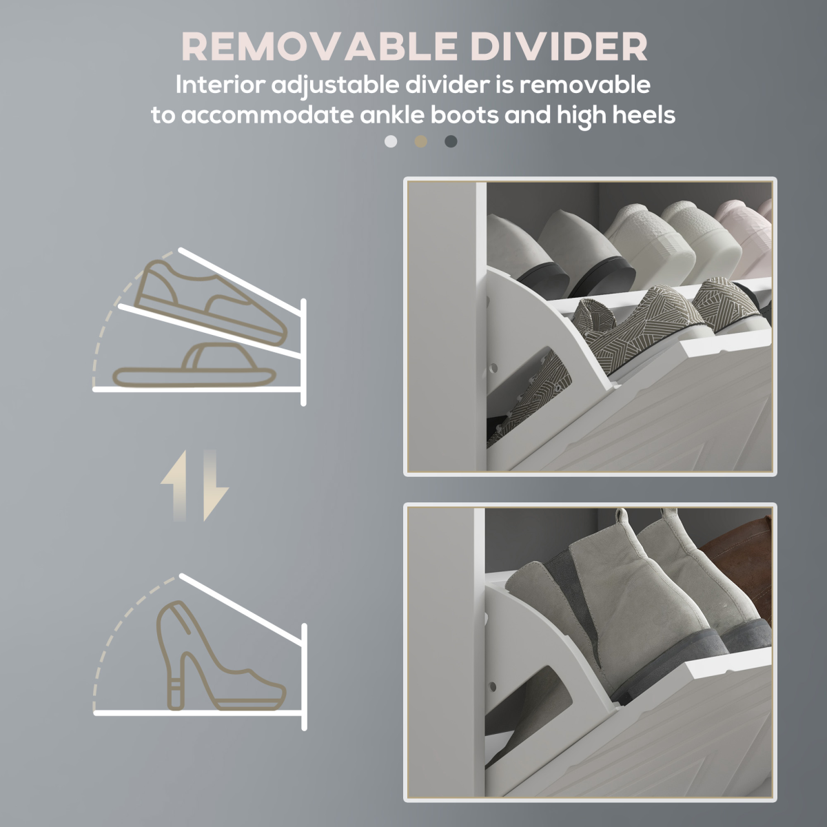 HOMCOM Shoe Bench with Cushioned Seat, 2 Flip Drawers, 8 Pairs, White