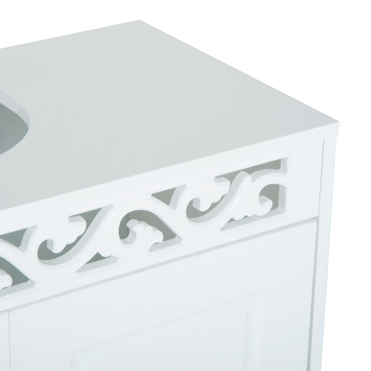 White Wooden Under Sink Bathroom Storage Cabinet, Double Door