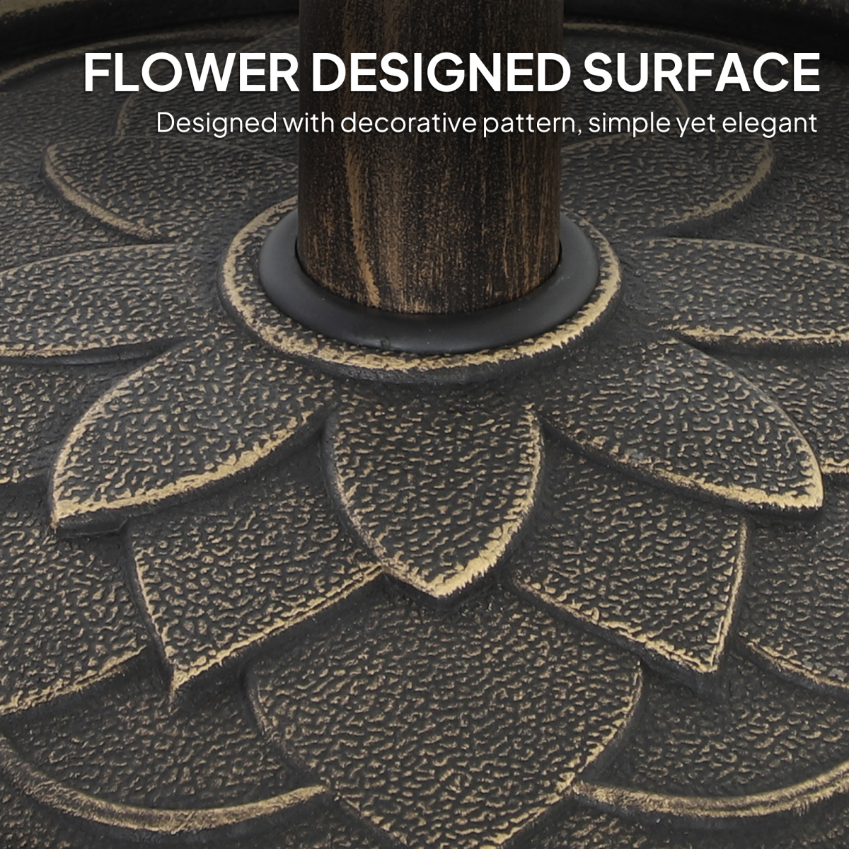 Outsunny 12kg Resin-Concrete Parasol Base with Powder-Coated Metal Pole, Bronze Tone