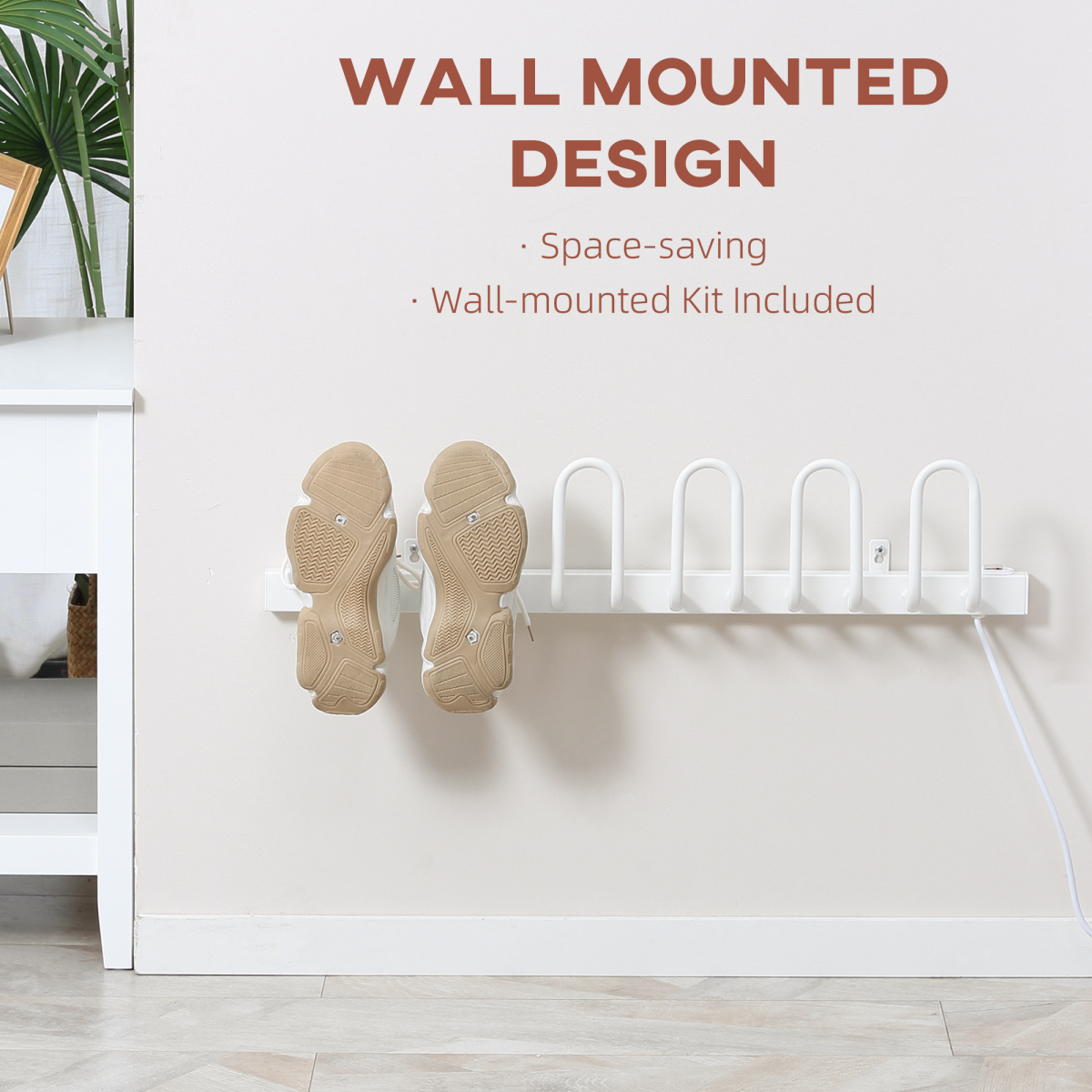 Wall Mounted Electric Shoe Dryer Shoe Warmers for Boots 3 Pairs White HOMCOM