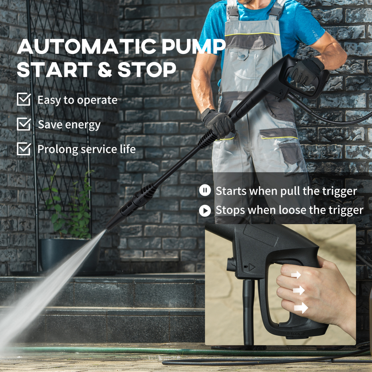 DURHAND 1800W Portable Pressure Washer, 150 Bar, 510 L/h, Yellow