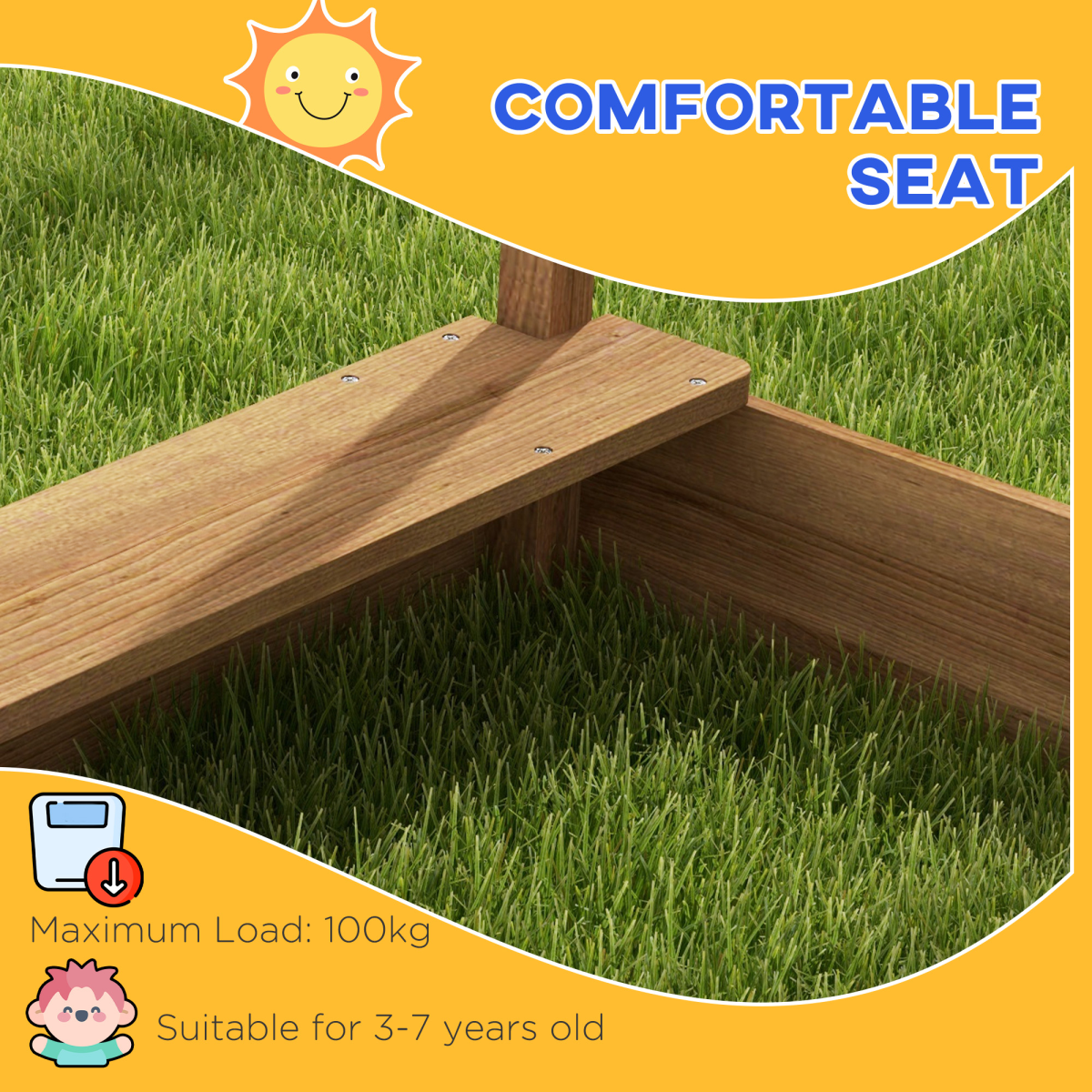 Outsunny Kids Wooden Sand Pit with Canopy, Blackboard, Sink, Seats and Toys