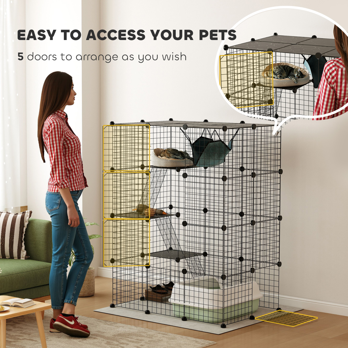 PawHut Four-Tier Customisable Cat Playhouse for Up to 3 Cats