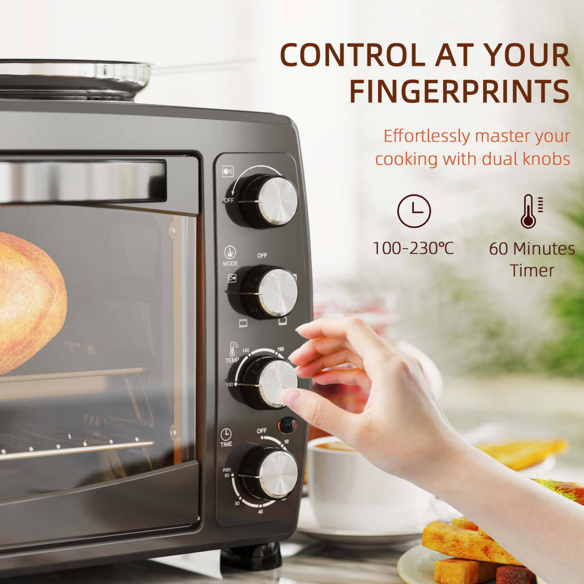 HOMCOM 36L Countertop Toaster Oven with Dual Hot Plates, 2600W