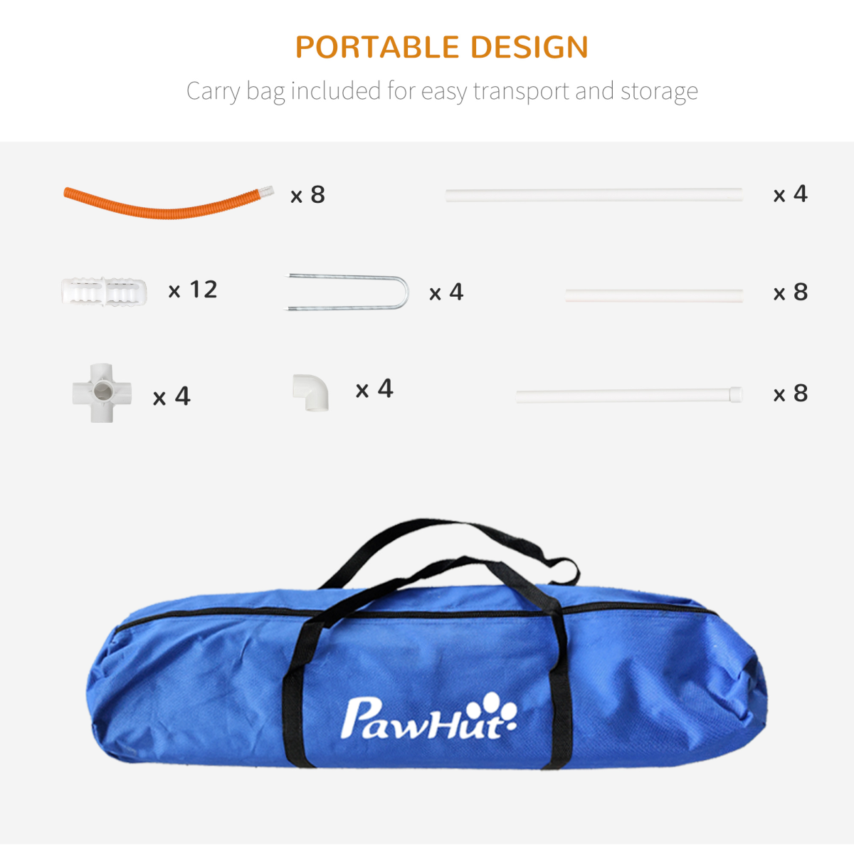 PawHut 4-Piece Dog Agility Training Set with Carry Bag