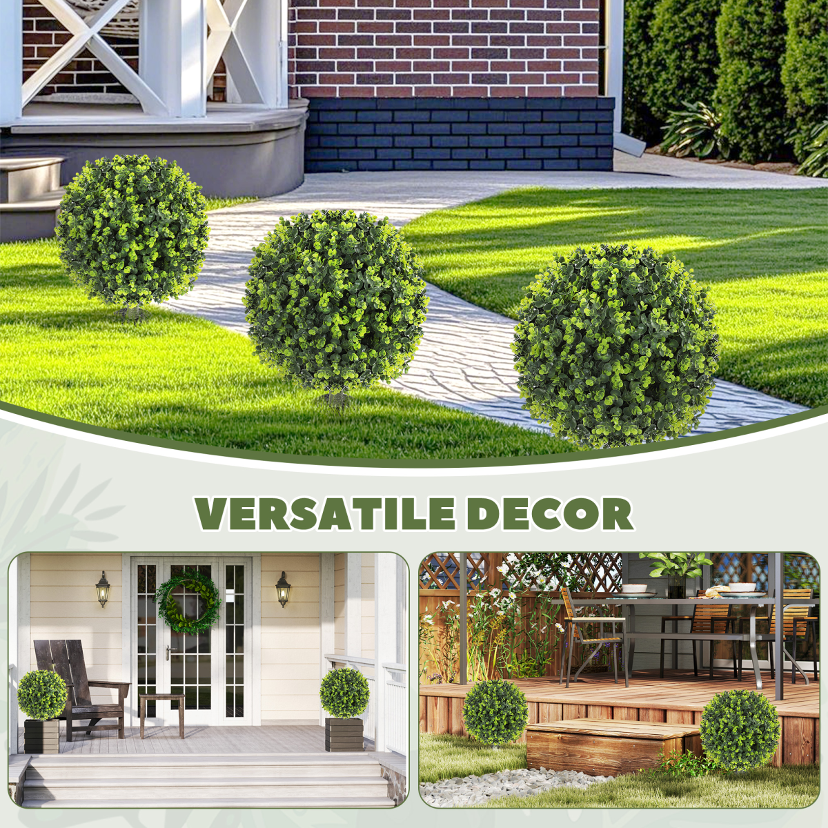 HOMCOM Set of 2 40cm Artificial Boxwood Topiary Balls Indoor Outdoor