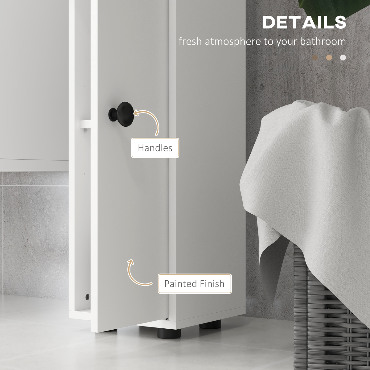 kleankin Slim White Bathroom Storage Cabinet with Open Shelves