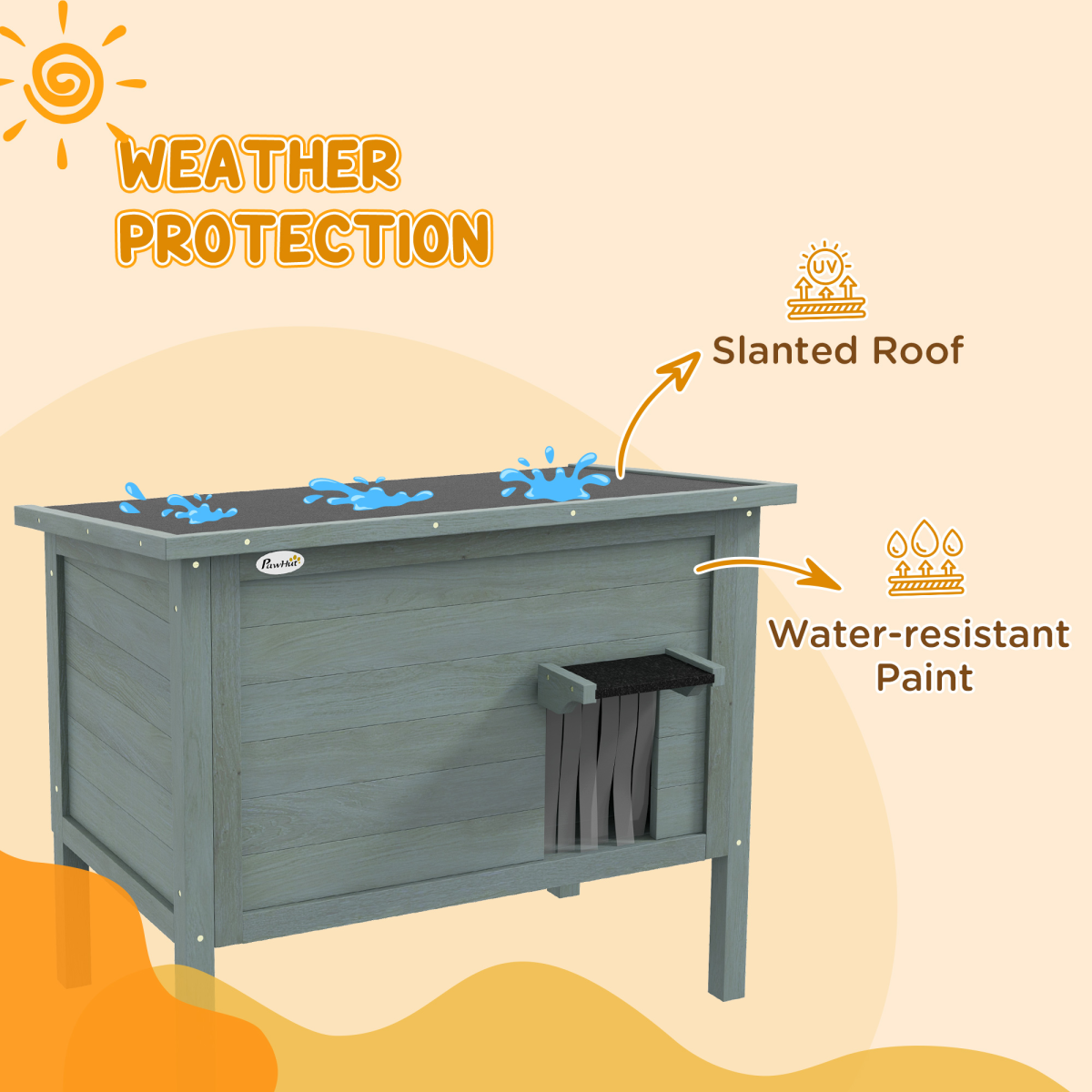 PawHut Outdoor Feral Cat House Insulated w/ Openable Roof - Charcoal Grey