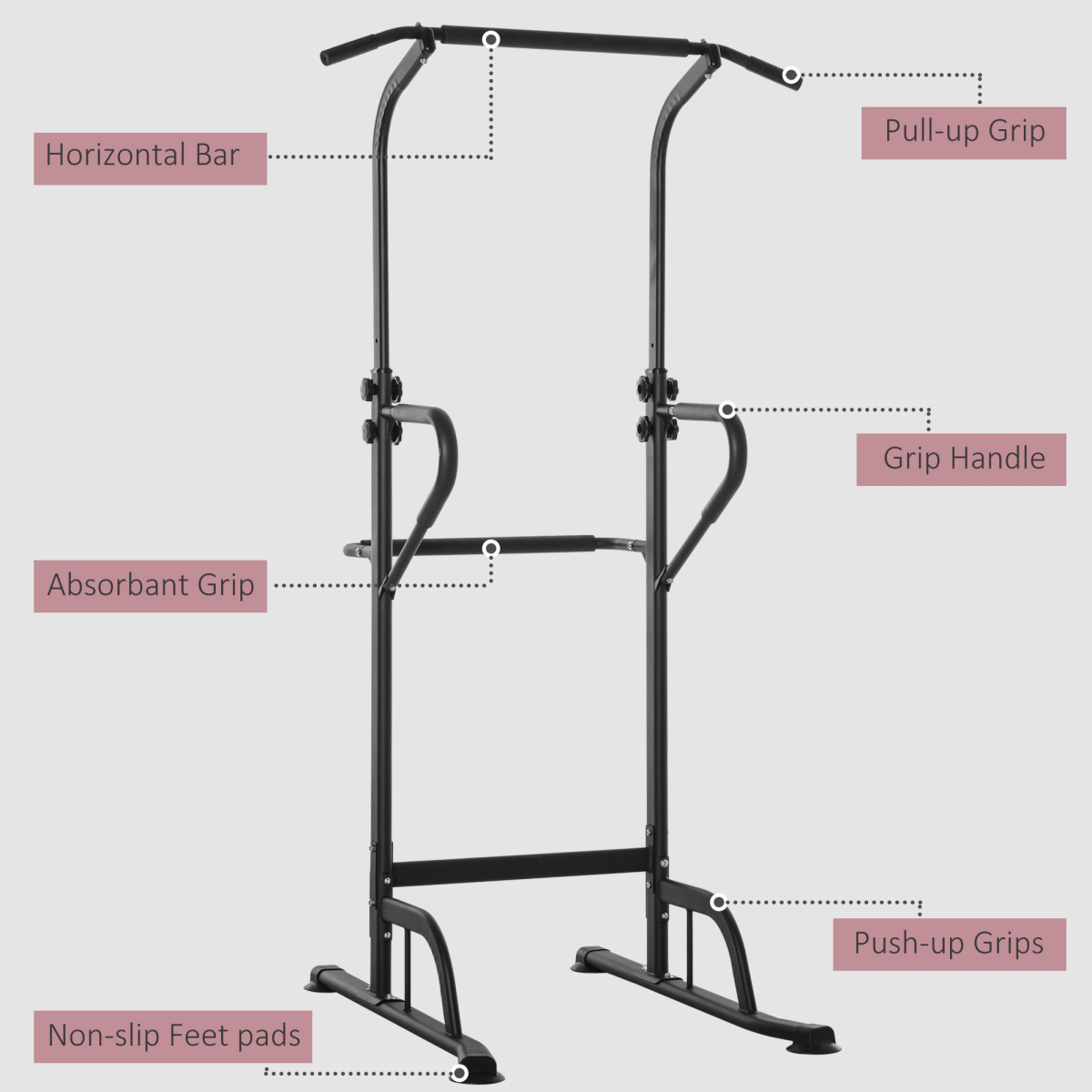 HOMCOM Adjustable Power Tower Pull Up & Dip Station Home Gym