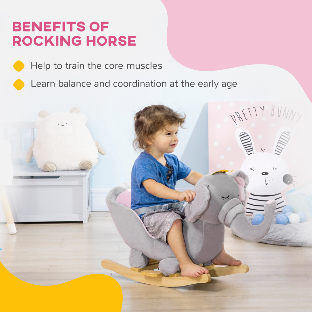 Baby Elephant Rocking Chair Rocker Toy with Sound, 18-36 Months