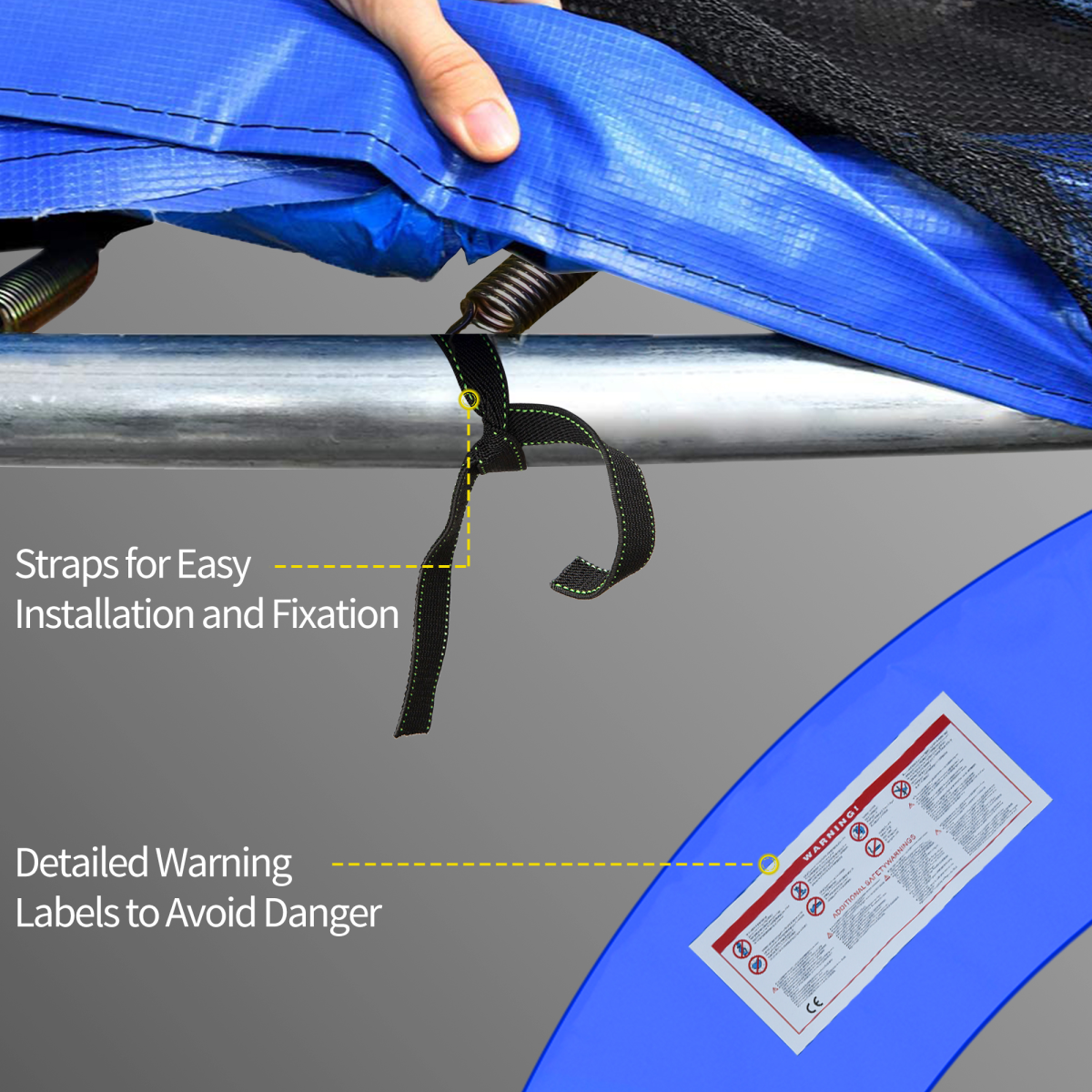 12ft Trampoline Safety Pad Replacement Blue, 366cm Round Pad, 30cm Wide