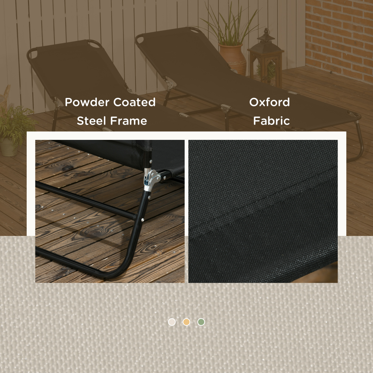 Outsunny Set of 2 Folding Sun Loungers with Adjustable Backrest, Black