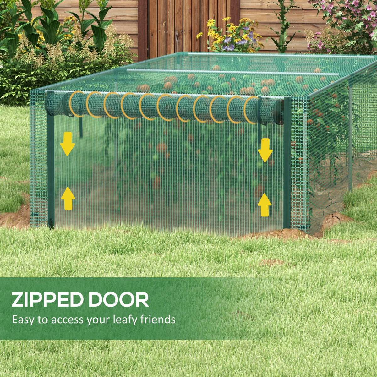 Outsunny Plant Protection Tent Crop Cage with Zipped Door, Green