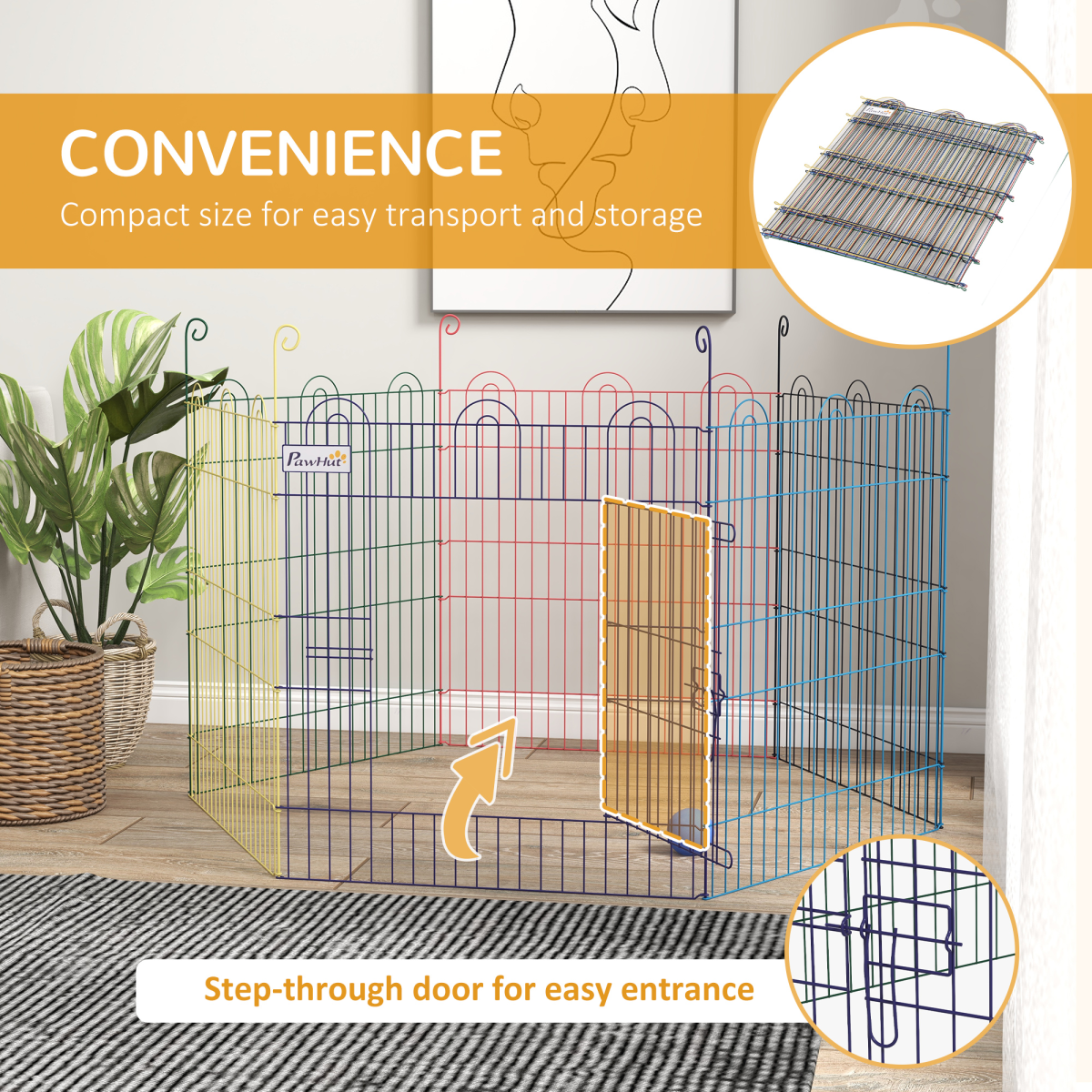 PawHut 6-Panel Dog Puppy Playpen Crate Kennel with Door