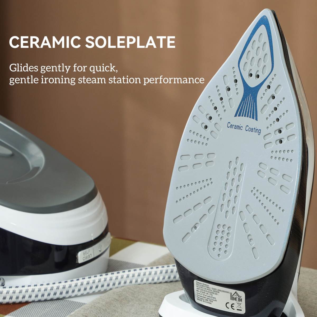 HOMCOM Steam Generator Iron, 1.5L Tank, Eco Mode, Self-Cleaning