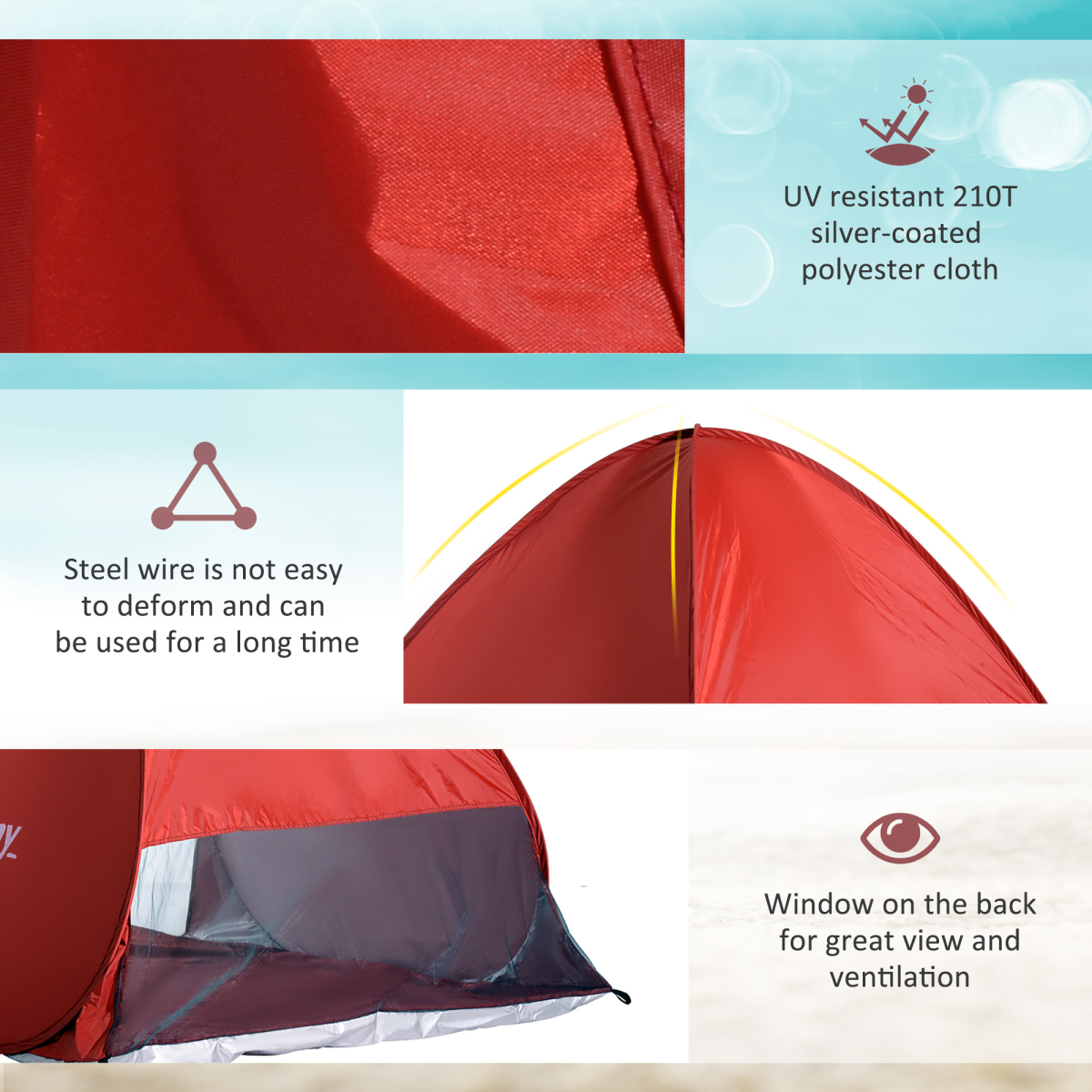 Pop-Up Beach Tent Sun Shelter for 2-3 People, Includes Carry Bag