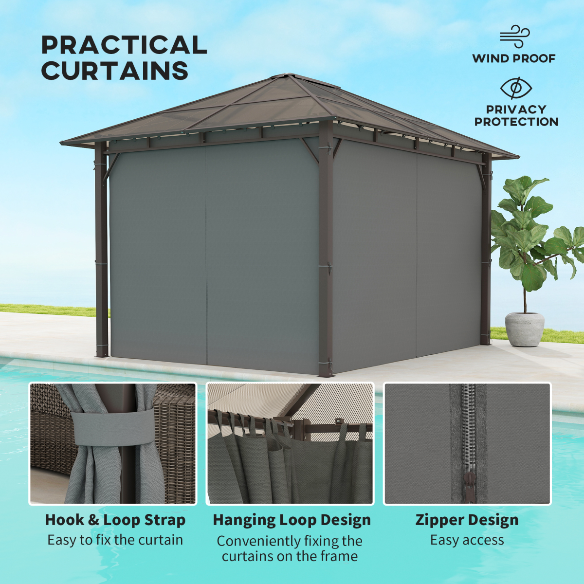 Outsunny 3.6 x 3 m Hardtop Gazebo with Polycarbonate Roof