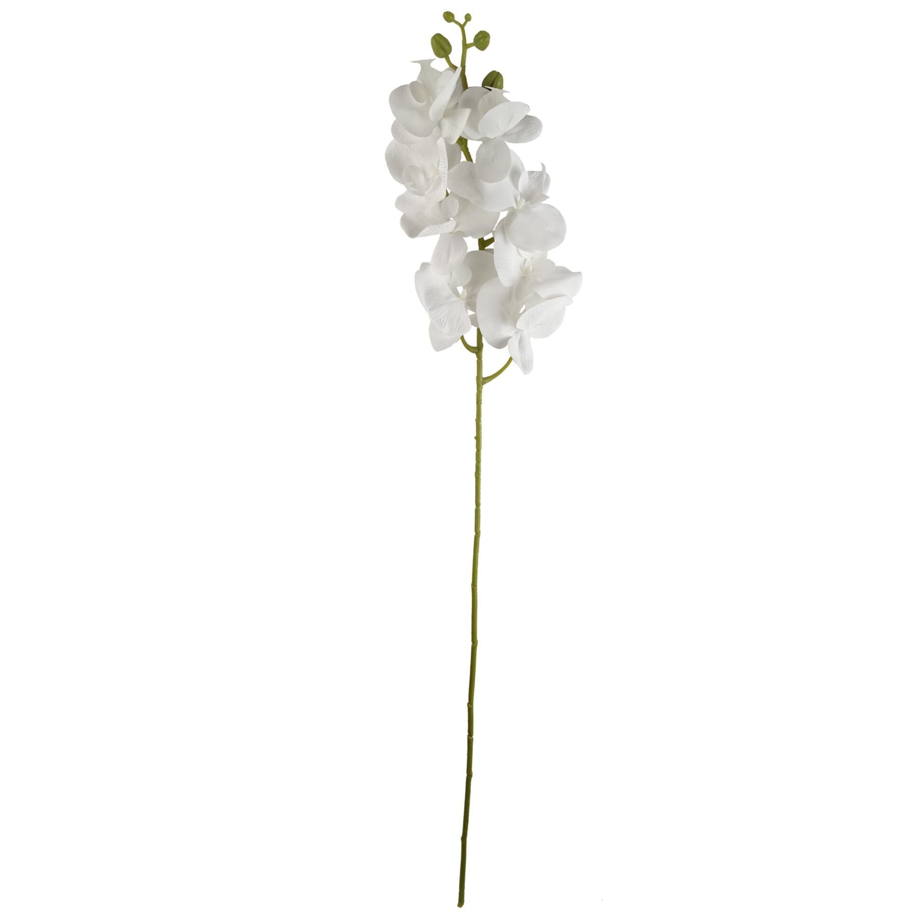 Leaf Pack of 6 Artificial White Phalaenopsis Orchid Stems 100cm