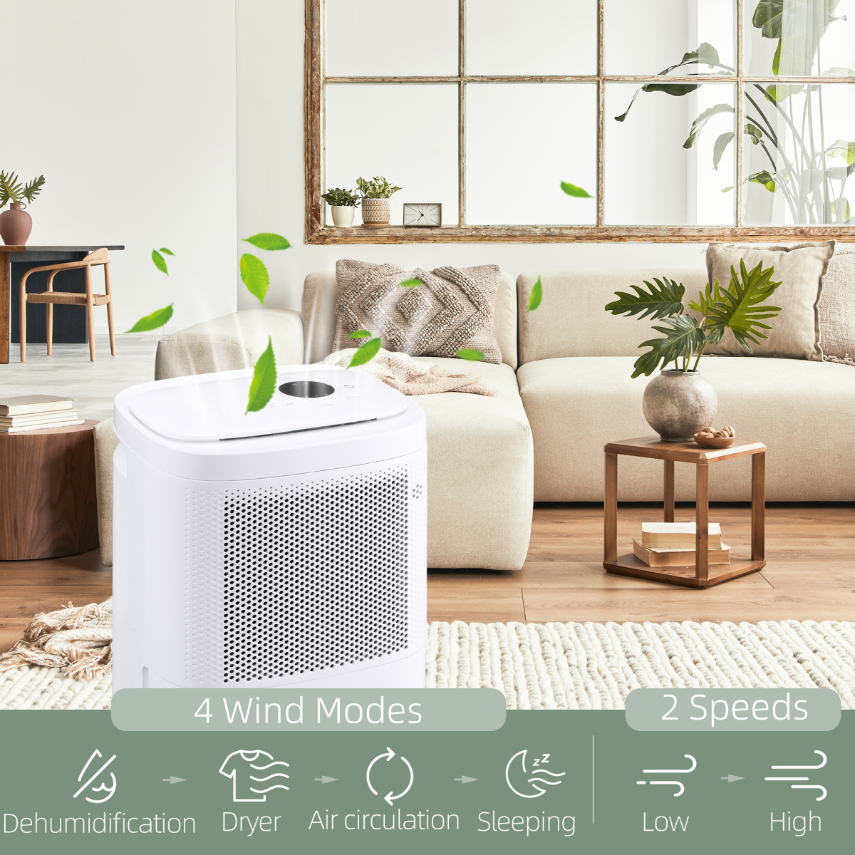 HOMCOM 10L/Day Portable Quiet Dehumidifier, 2.2L Tank, 2 Speeds, 4 Modes, 24H Timer, Home Laundry Room Moisture Removal