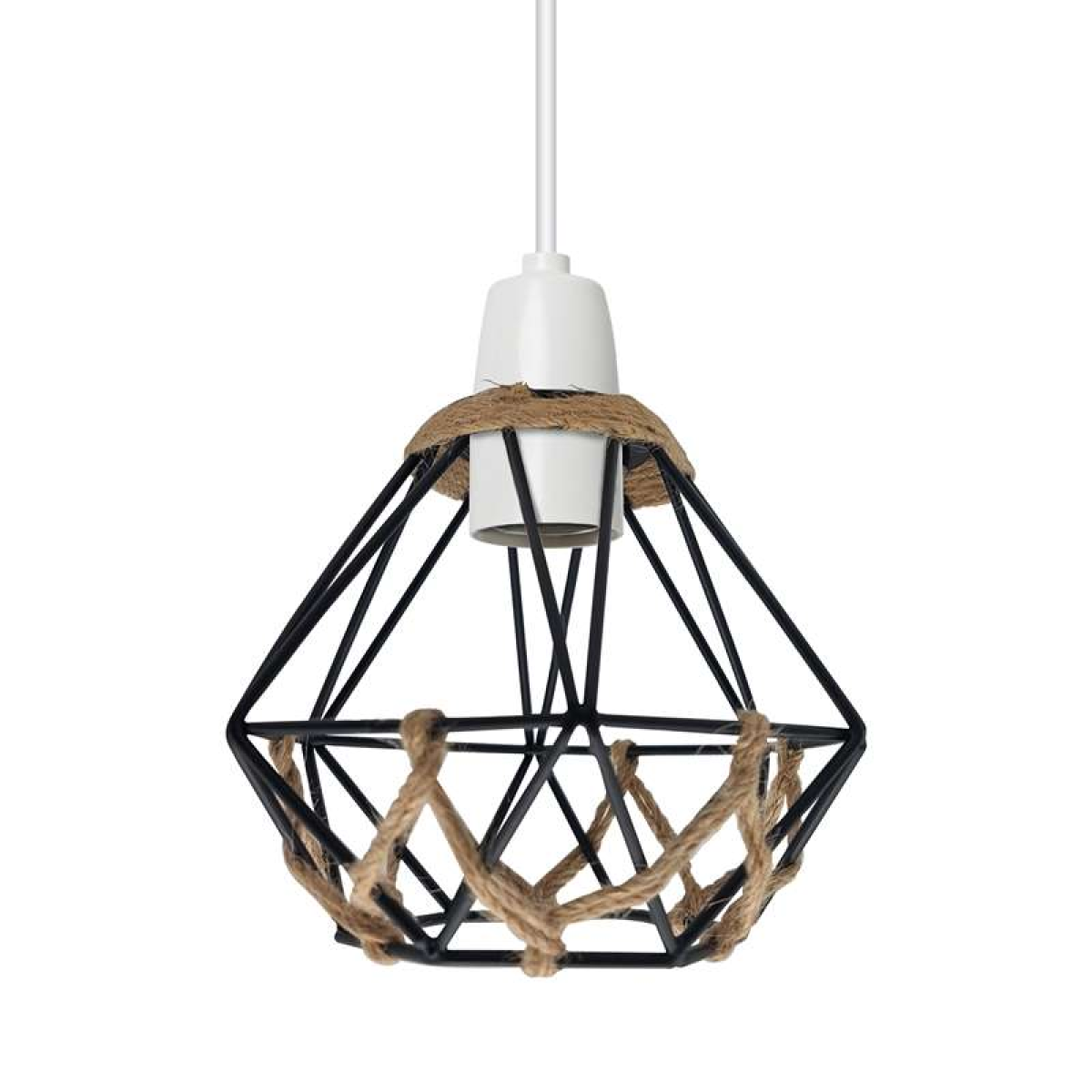 LEDSone Vintage Diamond Hemp Rope Metal Lampshade with Reducer Ring