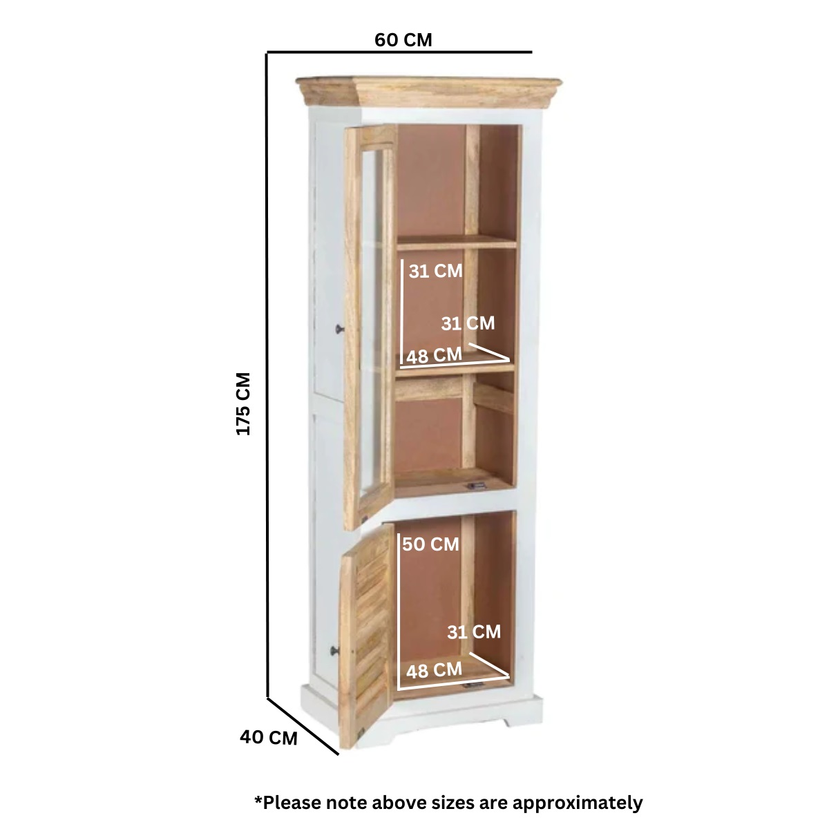 Alfie Wood Bookcase/Display Cabinet - 3 Shelves & 1 Door