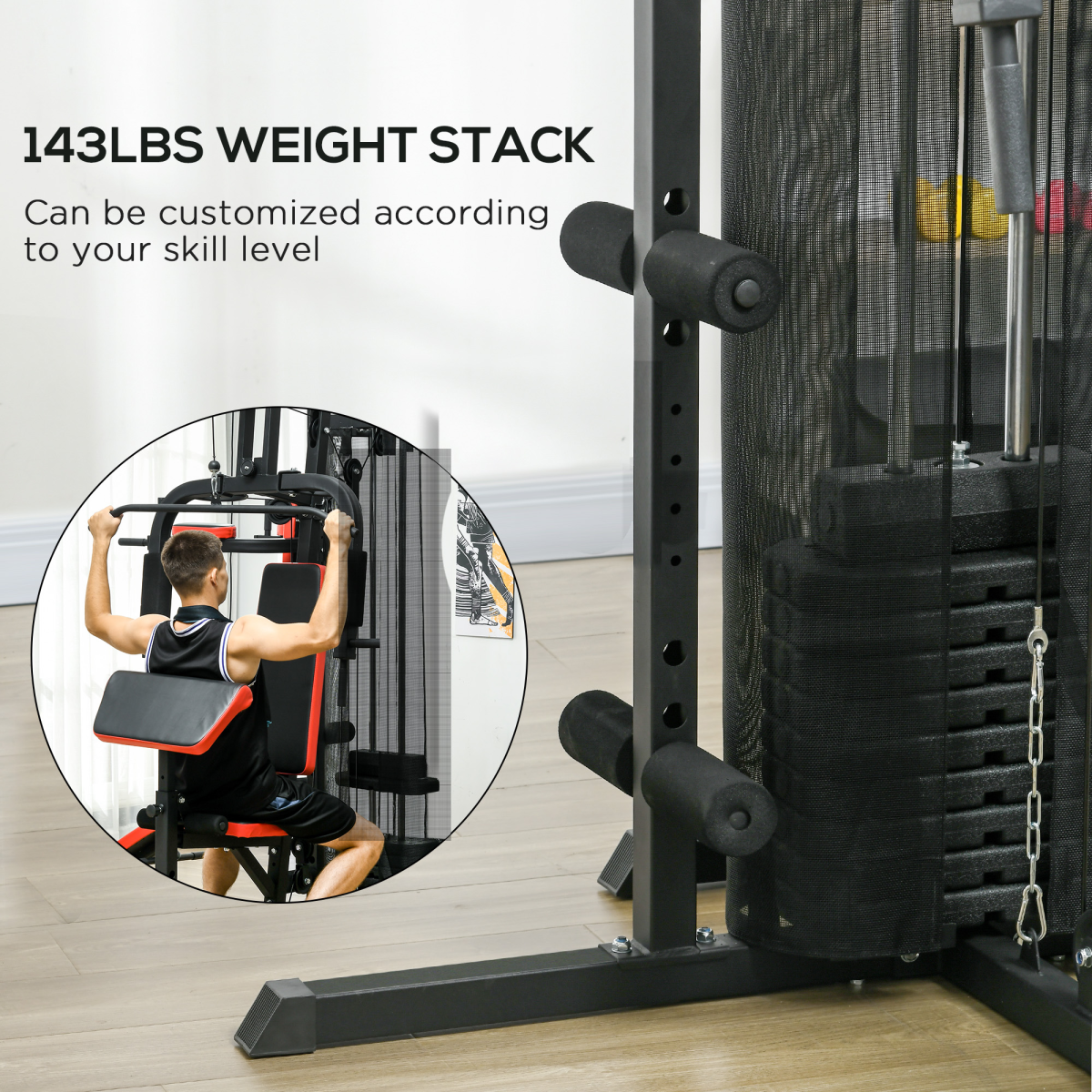 Multi Gym Workout Station with Sit Up Bench, Push Up Stand, Dip Station