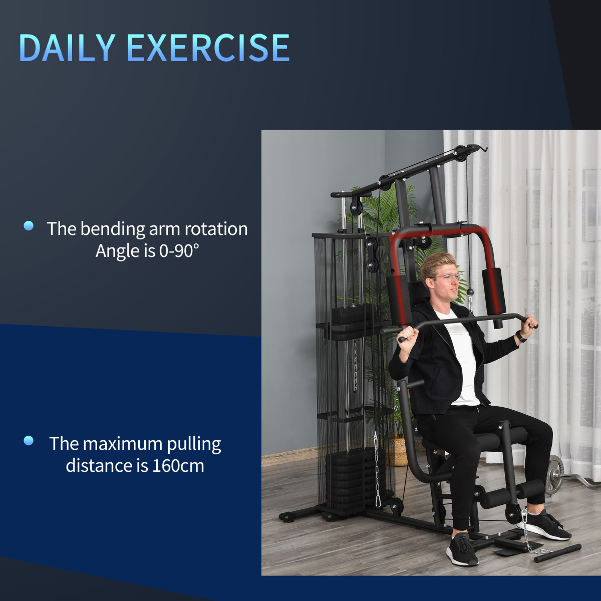 Multifunction Home Gym Weight Training Station with Dual Press Arm and Leg Developer
