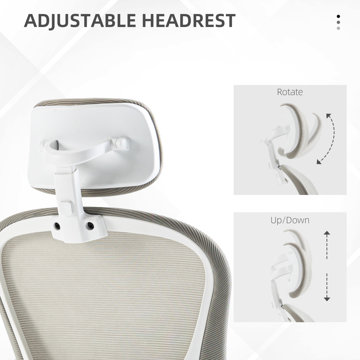 Vinsetto Grey Mesh Office Chair with Headrest, Adjustable Lumbar, Flip-Up Arms