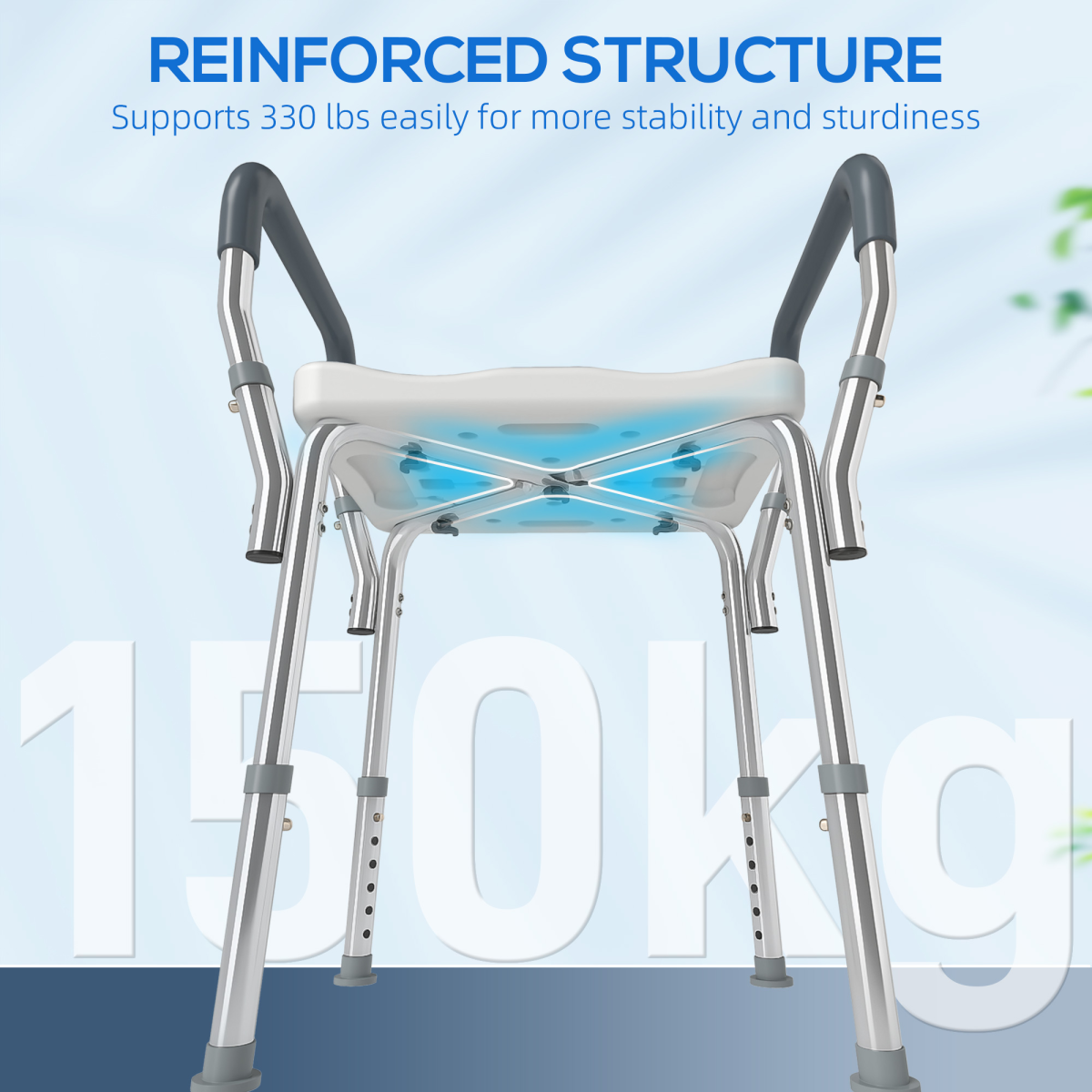 HOMCOM Adjustable Aluminium Bath Chair, Rust-Free, Grey