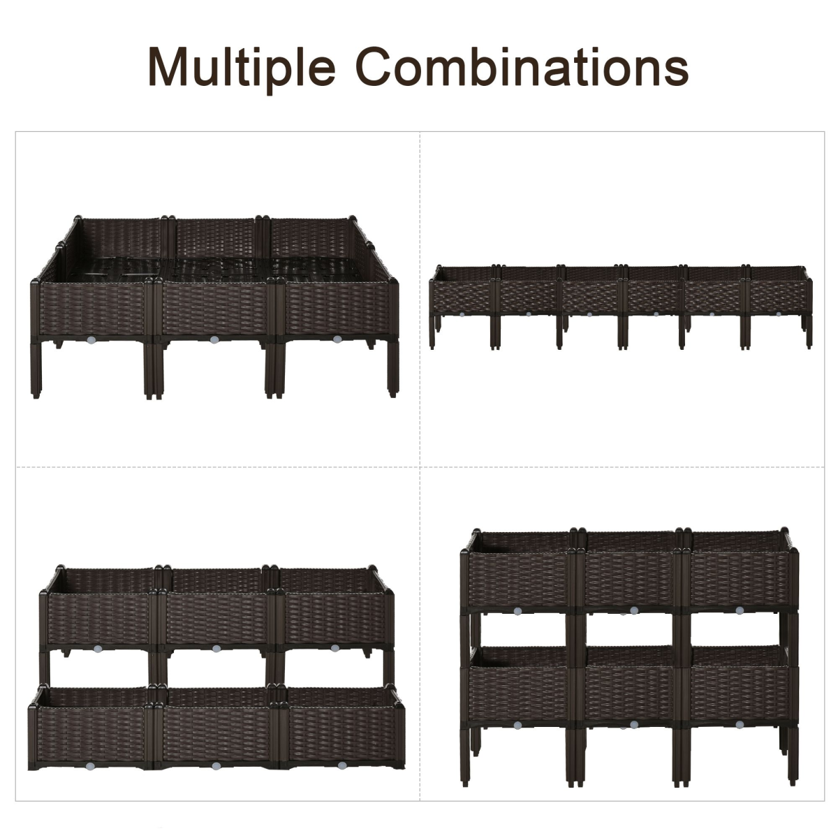 Outsunny 6-Piece Stackable Raised Garden Bed with Drainage Holes