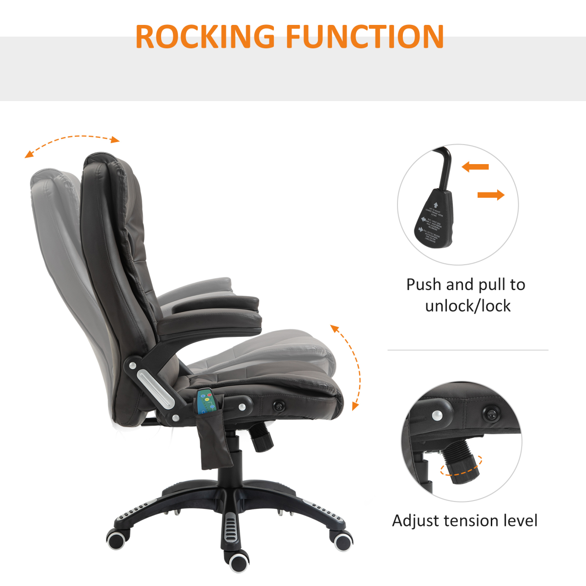 Executive Reclining Office Chair with Massage and Heat, Brown