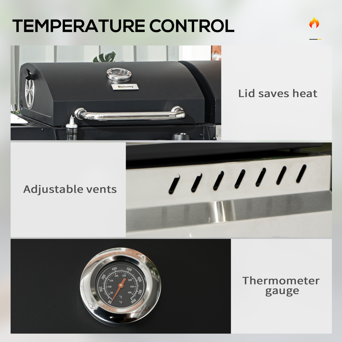 Outsunny Dual Fuel BBQ Grill with Wheels and Warming Rack