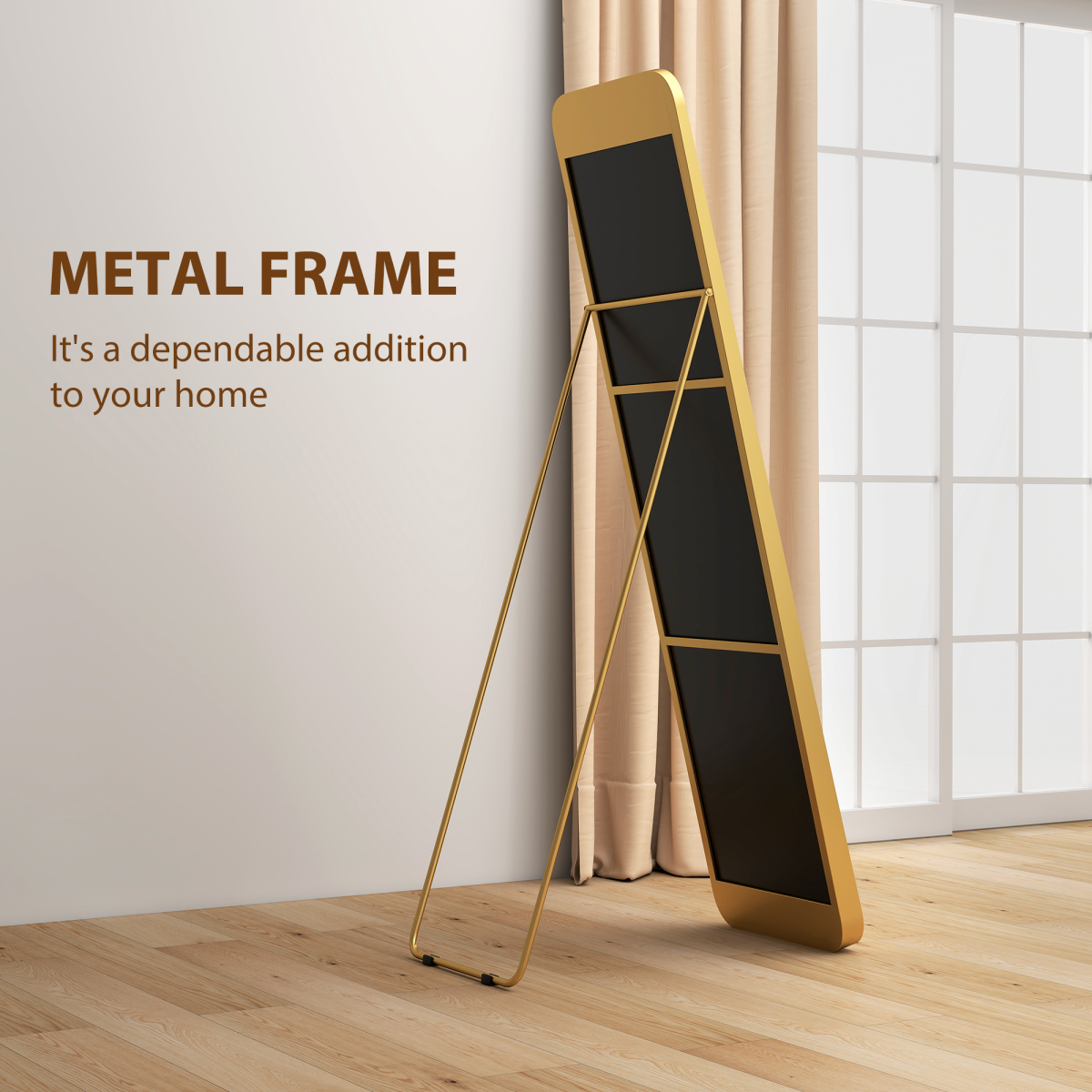 HOMCOM Rectangular Full-Length Mirror, Gold Tone, 40 x 160 cm