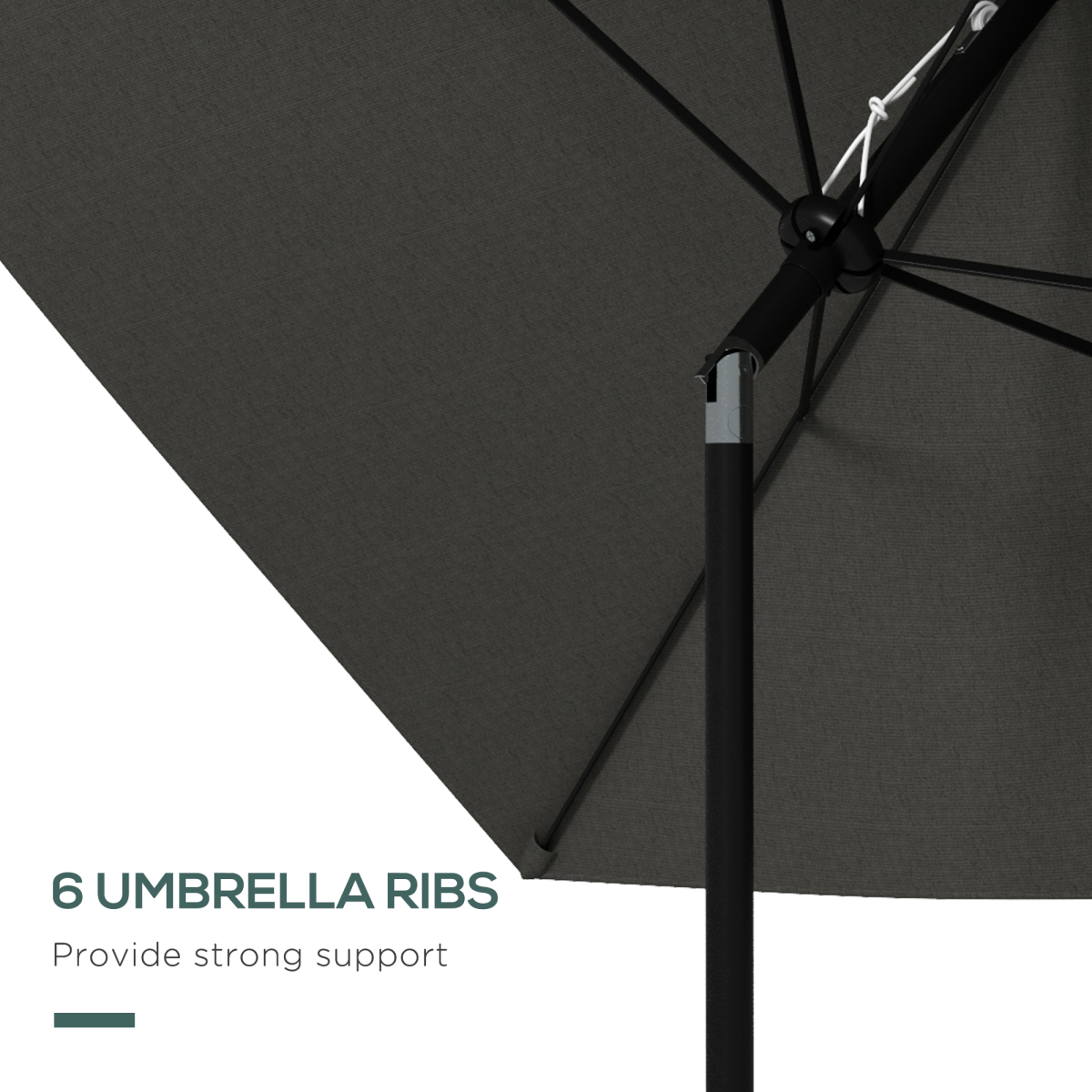 Outsunny 2 x 3m Rectangular Garden Parasol with Crank, Adjustable Angle, Dark Grey