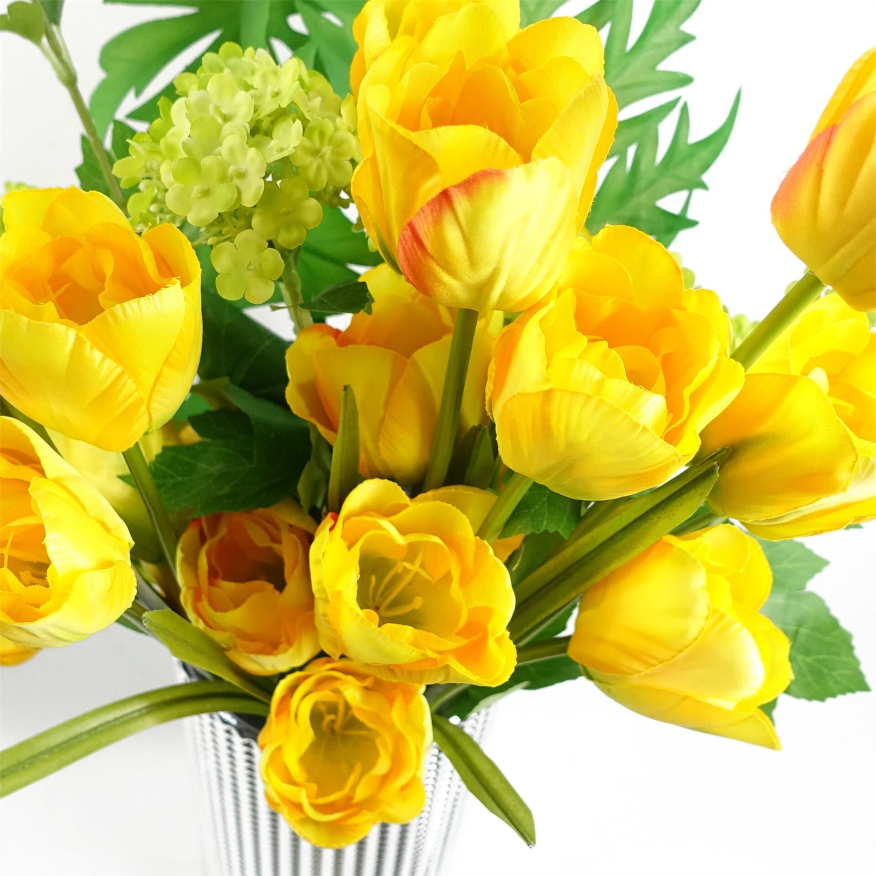 Leaf Pack of 6 80cm Artificial Yellow Tulip Stems with 3 Flowers