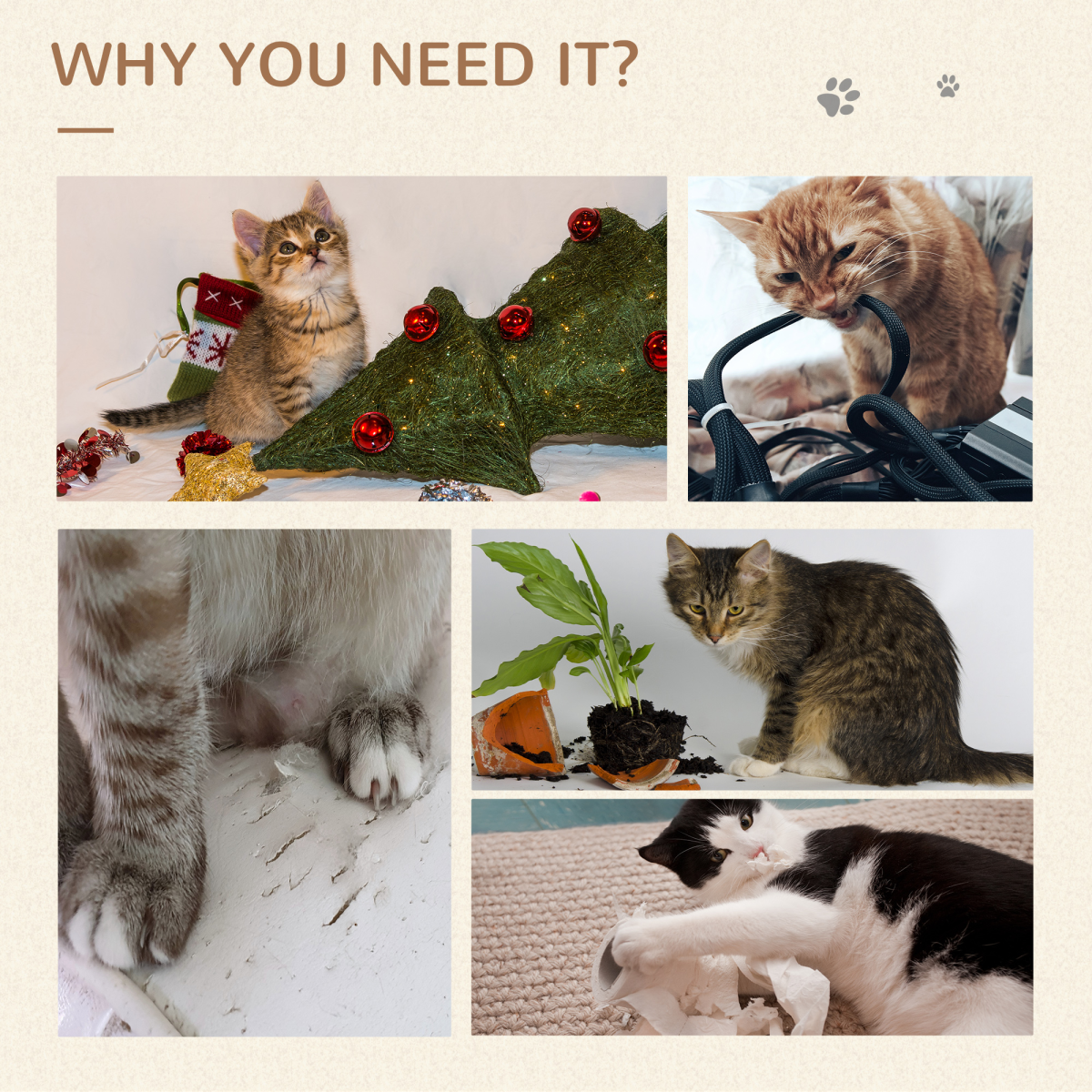 Small Indoor Cat Tree with Sisal Scratching Post, Bed & Toy