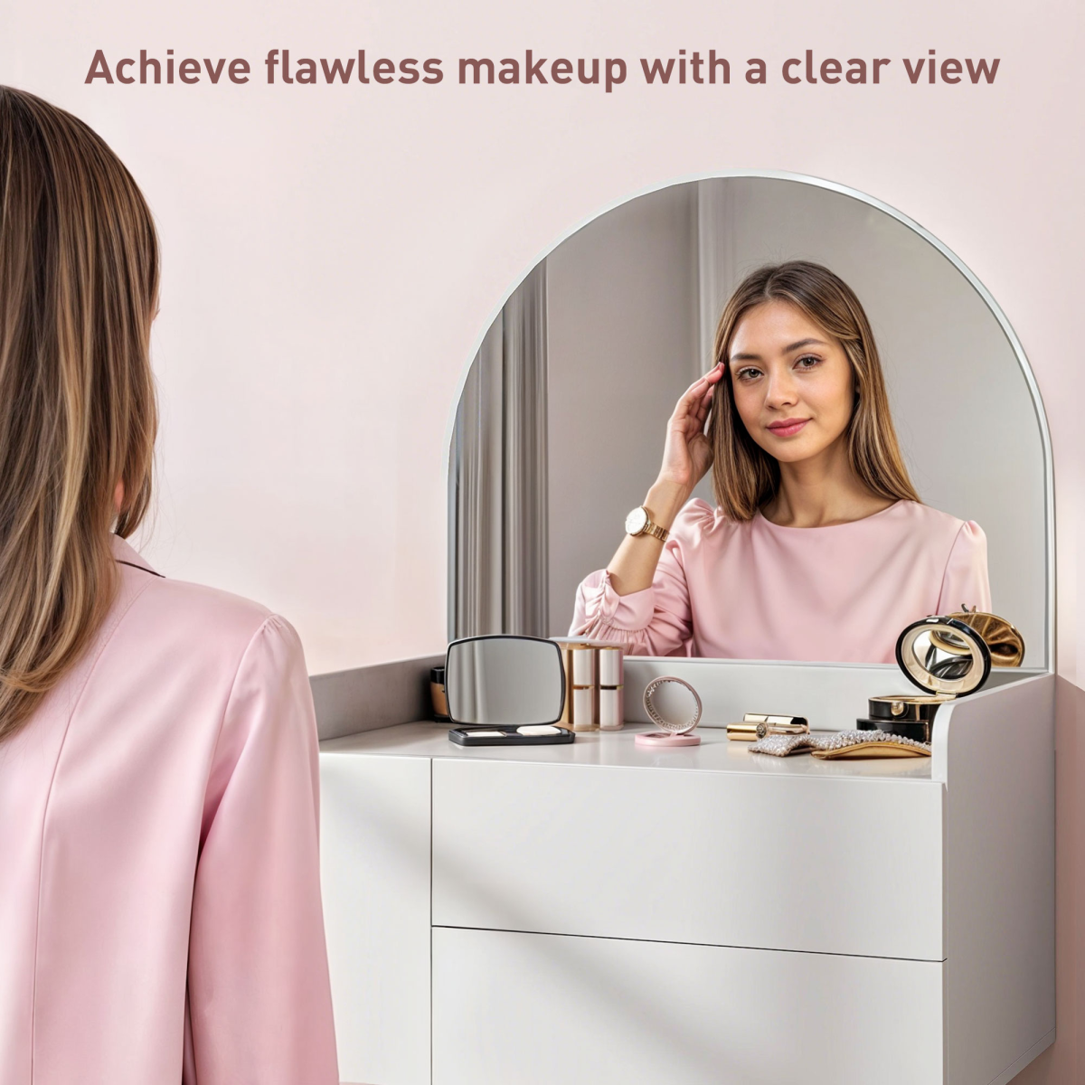 HOMCOM White Makeup Vanity Table with Mirror and 3 Drawers