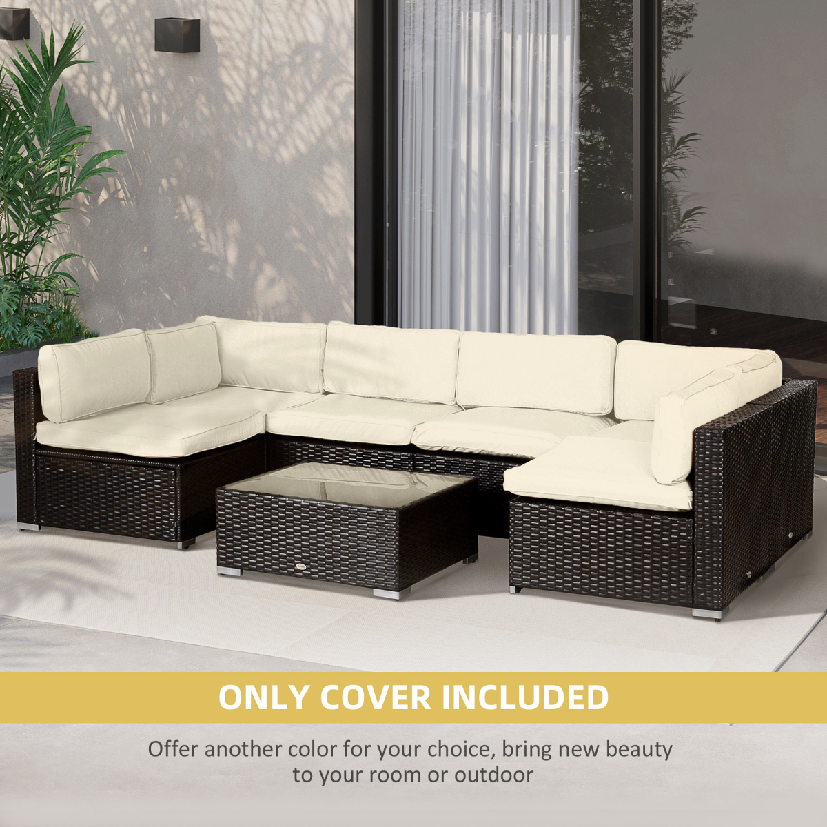 Outsunny 14-Piece Beige Outdoor Rattan Cushion Replacement Covers