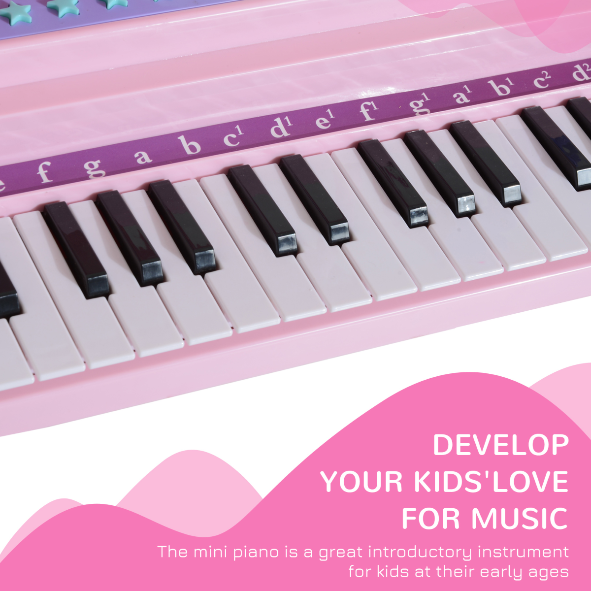 HOMCOM 37-Key Electronic Mini Piano Keyboard with Microphone & Stool, Pink